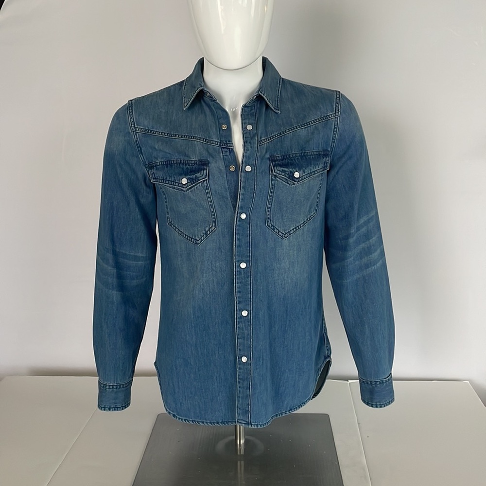 7 For all Mankind Mens Denim Snap Shirt - Picture 3 of 16